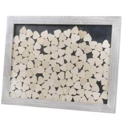 80722 cadre a voeux mariage avec 130 coeurs bois