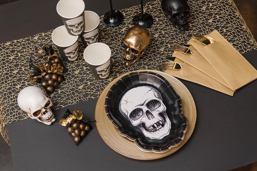 8075 decoration fete halloween crane blanc en resine