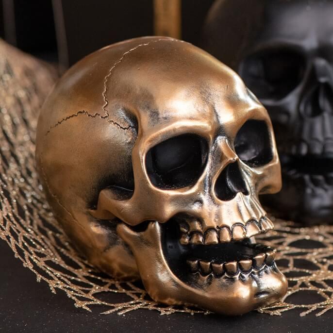 Décoration d'Halloween Crâne/Tête de Mort doré or REF/8075