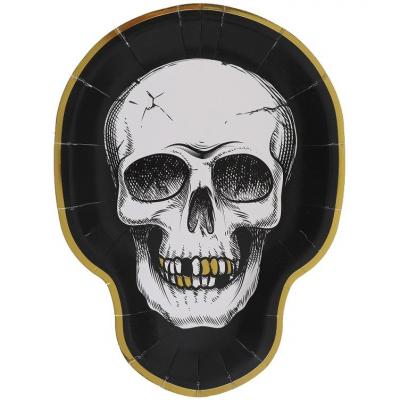 8076 decoration de table halloween assiette crane