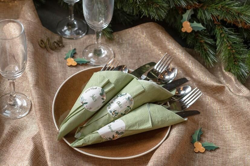 8083 decoration serviette de table en papier vert olive sauge