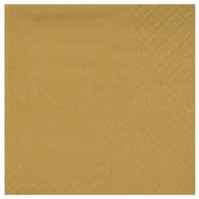 25 Serviettes de table en papier doré or métallique 16.5 x 16.5 cm REF/8083