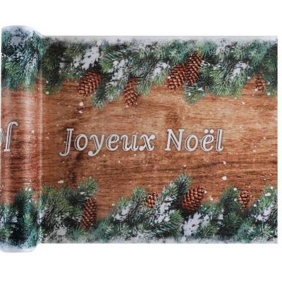 1 Chemin de table Joyeux Noël avec décoration hivernale 30cm x 5m REF/8085