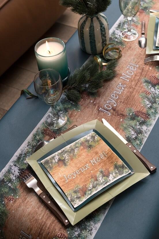 8086 serviette de table en papier joyeux noel avec decoration hivernale