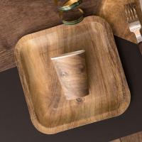 8088 assiette carree en carton couleur bois foret boisee