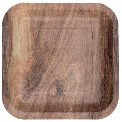 8088 assiette carree en carton couleur bois foret boisee