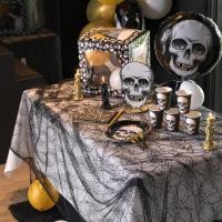 8105 decoration fete halloween nappe noire toile d araignee