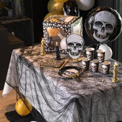 8105 decoration d halloween nappe noire toile d araignee