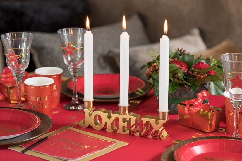 8111 decoration porte bougie joyeux noel dore or metal bois