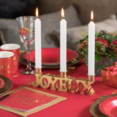 8111 decoration porte bougie joyeux noel dore or metal bois