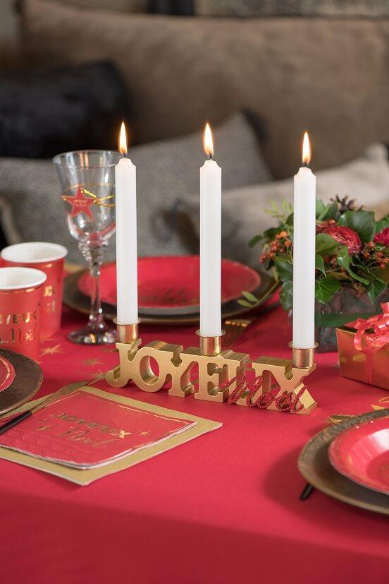 8111 decoration porte bougie joyeux noel dore or metal en bois