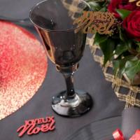 8112 decoration de table bois a parsemer joyeux noel rouge dore or metallique