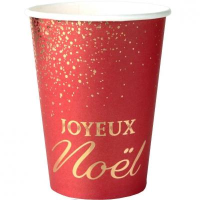 8114 gobelet verre carton rouge dore or metallique joyeux noel