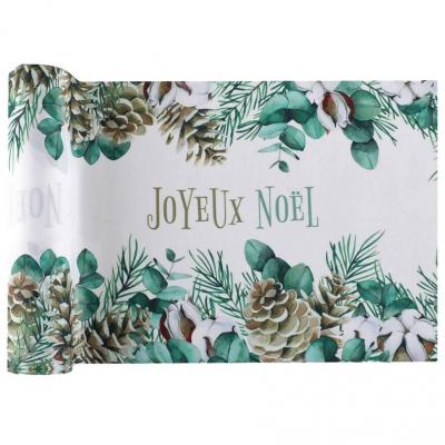 1 Chemin de table Joyeux Noël décoration nature Champêtre 28cm x 3m REF/8131