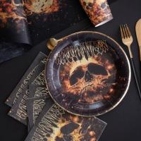 8160 decoration assiette carton fete halloween skull crane tete de mort