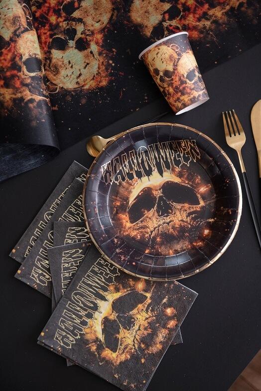 8160 decoration assiette carton fete halloween skull crane tete de mort