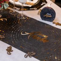 8171 decoration bonne annee noir argent et dore or avec chemin de table