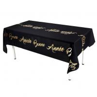8172 nappe en tissu noir dore or nouvel an bonne annee