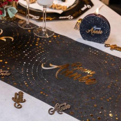 8178 decoration de table bougie bonne annee noir argent dore or