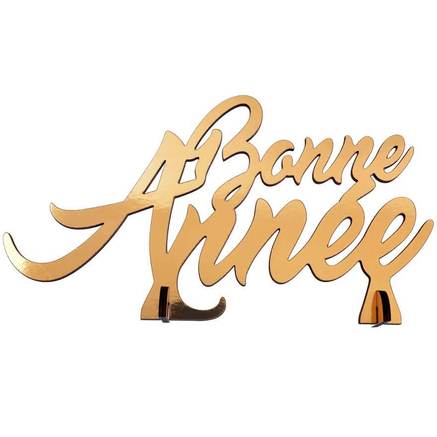 8179 centre de table lettre bois bonne annee dore or metal