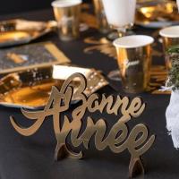 8179 decoration centre de table lettre bois bonne annee dore or metal