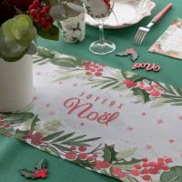 8185 chemin de table decoration joyeux noel blanc rouge vert