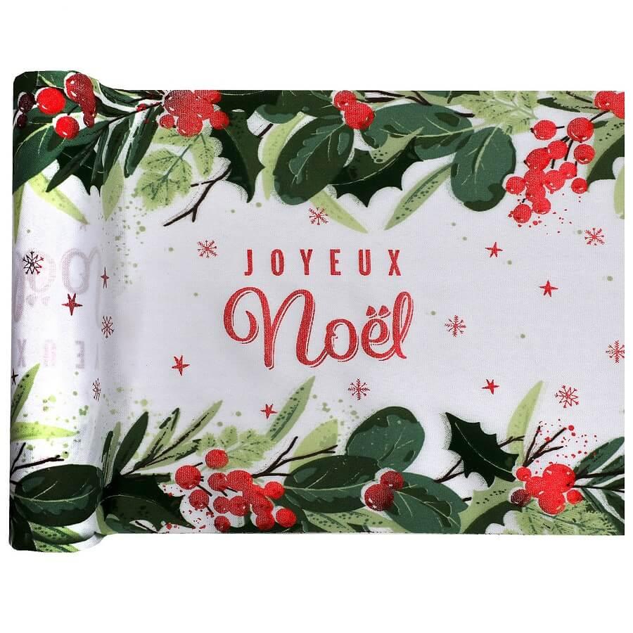 8185 chemin de table traditionnel joyeux noel blanc rouge vert