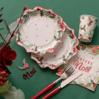 8193 assiette carton de noel houx rouge