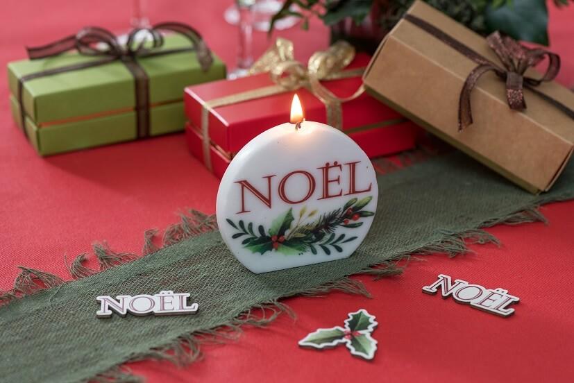 8203 bougie de noel decoration houx et sauge
