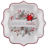 8230 assiette carton joyeux noel avec decoration florale