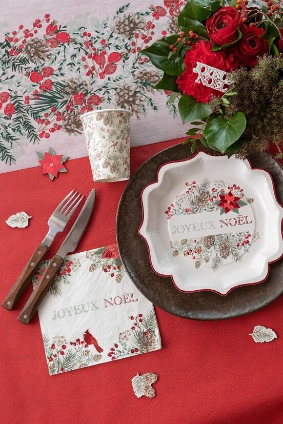 8230 assiette carton joyeux noel decoration florale