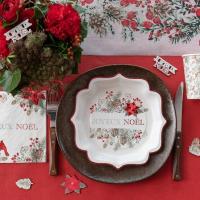 8230 assiette carton joyeux noel et decoration florale
