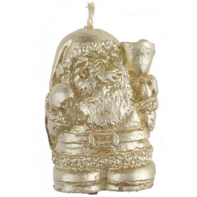 8263 bougie decorative pere noel dore or metallique