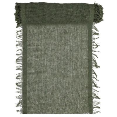 8272 chemin de table a franges vert kaki champetre boheme nature