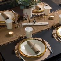 8272 decoration chemin de table marron avec franges nature champetre boheme copie