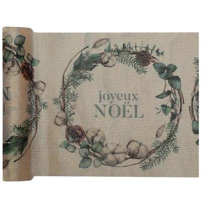 1 Chemin de table Joyeux Noël style nature Champêtre 28cm x 2.5m REF/8291