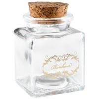 8319 contenant pot carre en verre et bois bonheur