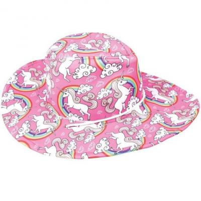 83220 accessoire de deguisement chapeau cowgirl rose licornes