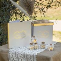 8325 decoration livre d or mariage feuillage champetre baroque beige ivoire et dore or