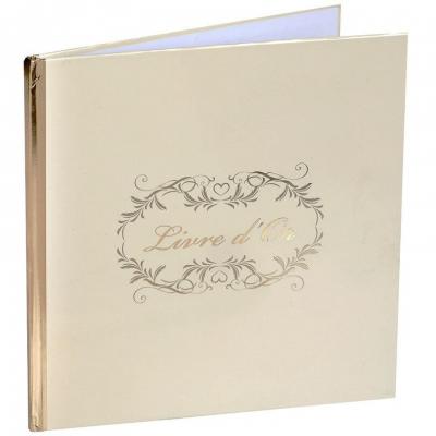 8325 livre d or mariage feuillage champetre baroque beige ivoire et dore or metallique