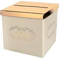 8326 tirelire urne fete elegante ivoire beige merci dore or metallique