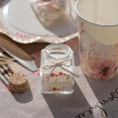 8330 decoration bougie bonheur floral
