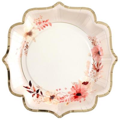 8333 vaisselle jetable assiette carton floral champetre 22cm