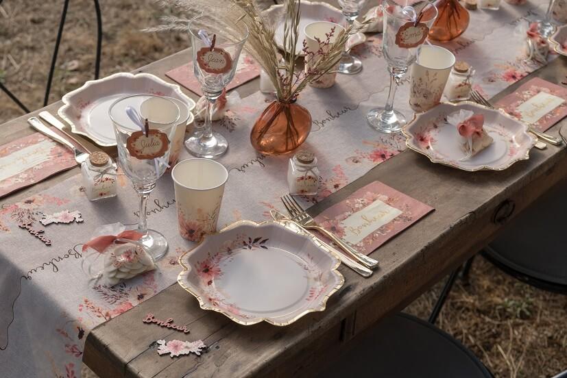 8334 vaisselle gobelet carton jetable nature champetre floral