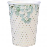 8375 gobelet carton vegetal nature champetre blanc dore or metal et vert