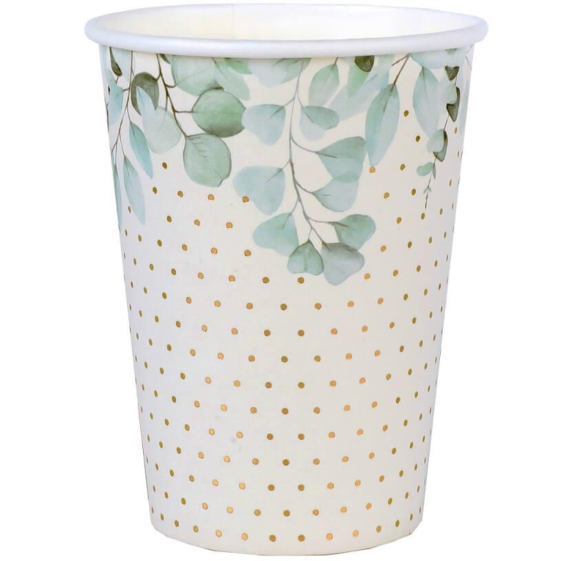 8375 gobelet carton vegetal nature champetre blanc dore or metal et vert