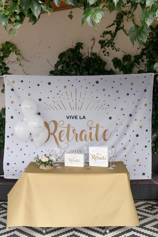 8396 toile de fond photo fete retraite blanc et dore or metallique