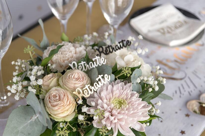 8399 decoration confettis de table bois noir dore or blanc retraite