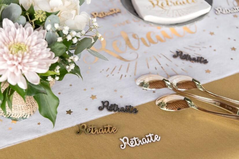 8399 decoration confettis de table en bois noir dore or blanc retraite