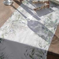 8424 chemin de table feuillage nature champetre vert blanc dore or metallise
